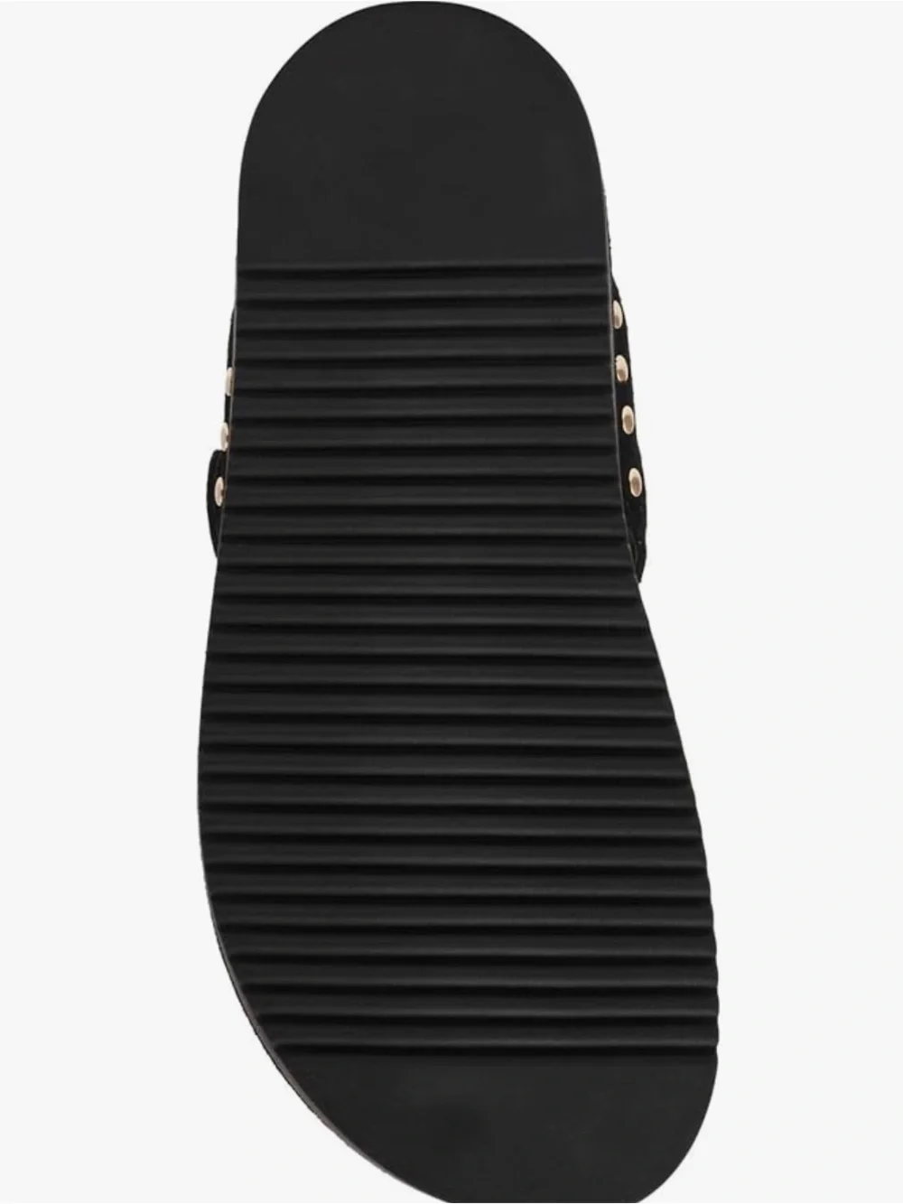 New Steve Madden Black Suede Toe-Post Sandals with Gold Hardware - Picture 8 of 10